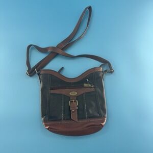 Born Concepts Leather Crossbody Bag Black Brown Adjustable Strap